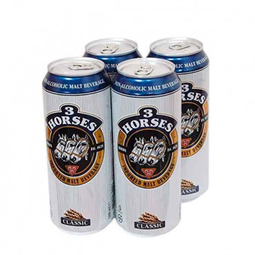 Three Horse Malt Beverage Can 4 x 500ml 