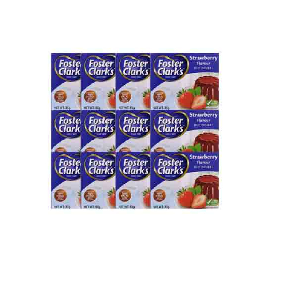 FOSTER CLARKS JELLY DESSERT STRAWBERRY 12 X 85GM 