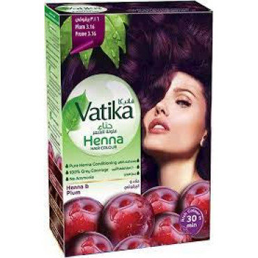 Dabur Vatika Henna Hair Colour Powder 6X10 Gm Plum